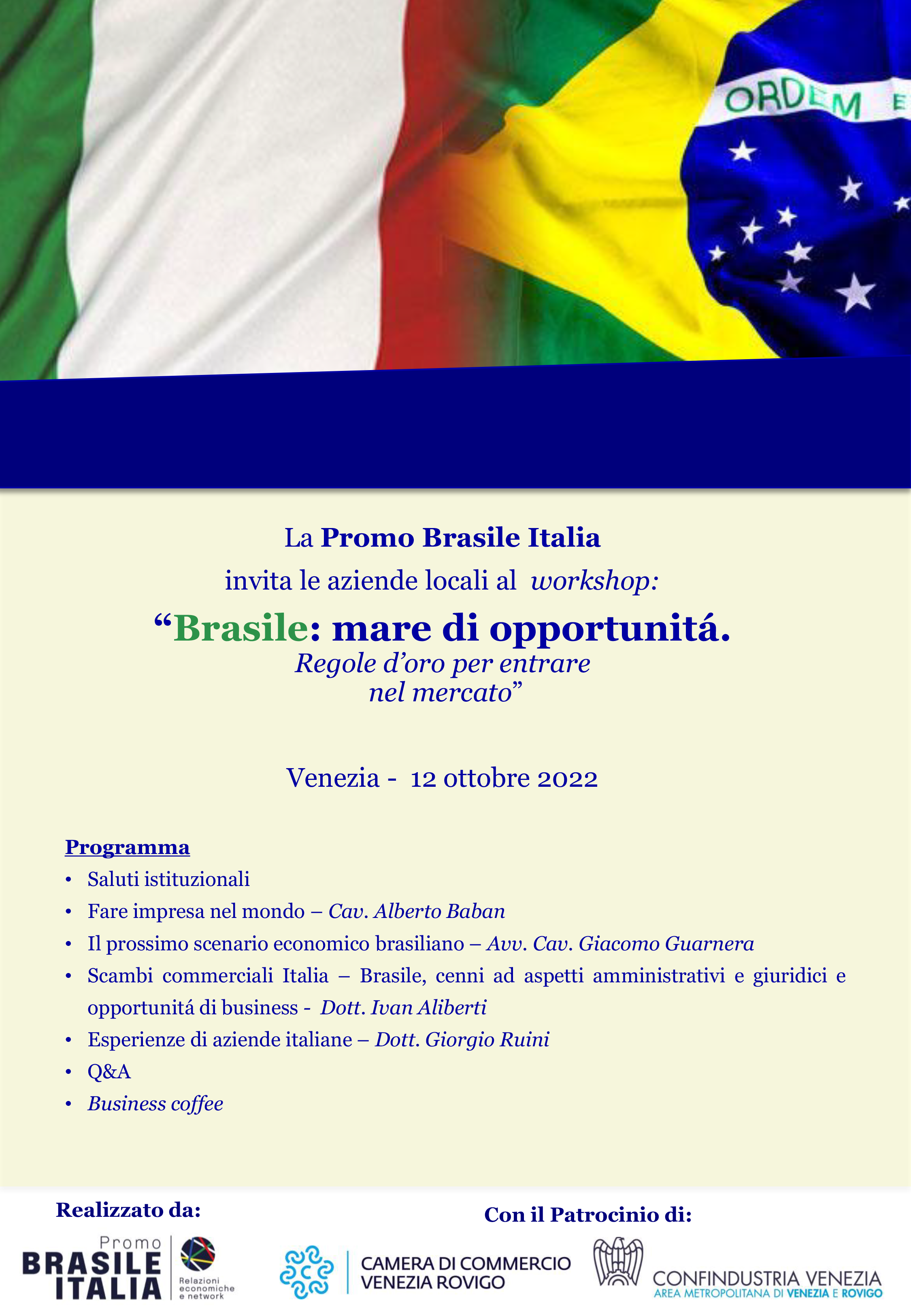 12/10/22: Veneza | Brasile: mare di opportunità